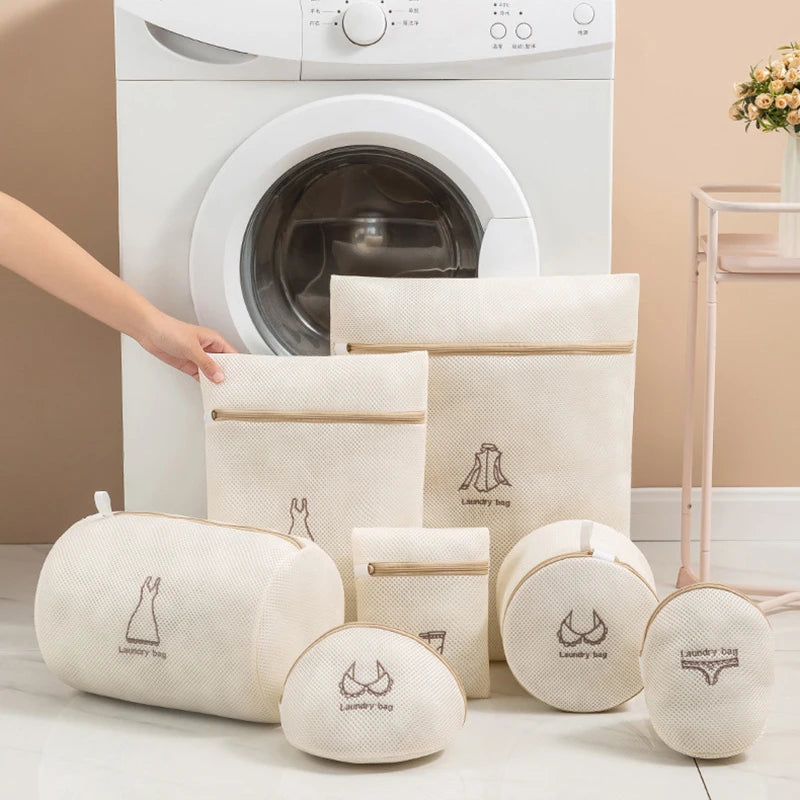 Mesh Laundry Bag Embroidery Letter Washing Bags for Washing Machines Dirty Clothes Storage Basket Bra Organizer Anti-Deformation