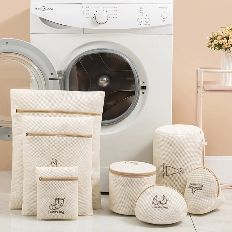Mesh Laundry Bag Embroidery Letter Washing Bags for Washing Machines Dirty Clothes Storage Basket Bra Organizer Anti-Deformation