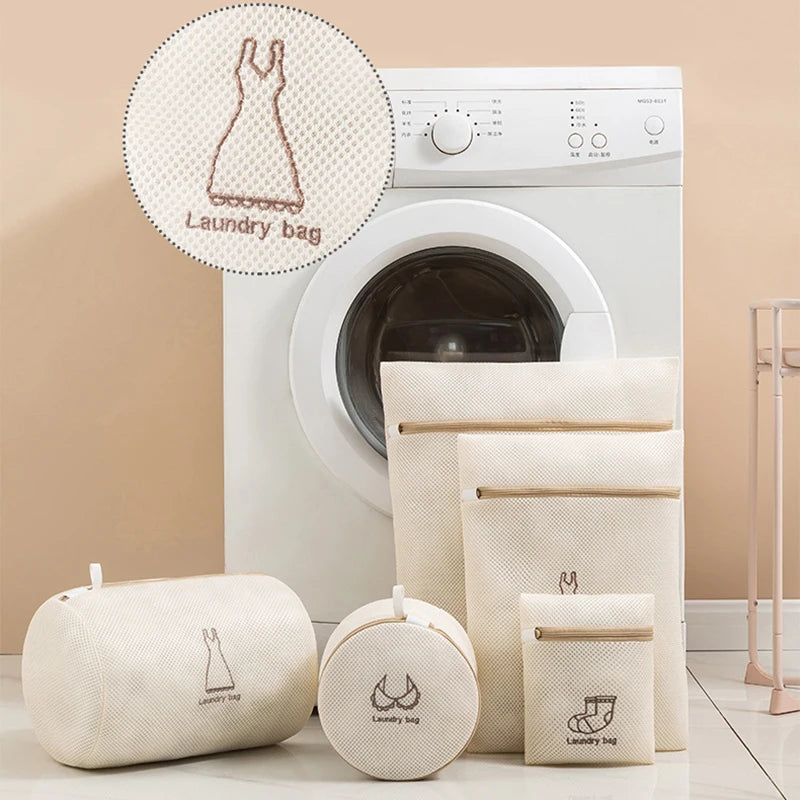 Mesh Laundry Bag Embroidery Letter Washing Bags for Washing Machines Dirty Clothes Storage Basket Bra Organizer Anti-Deformation