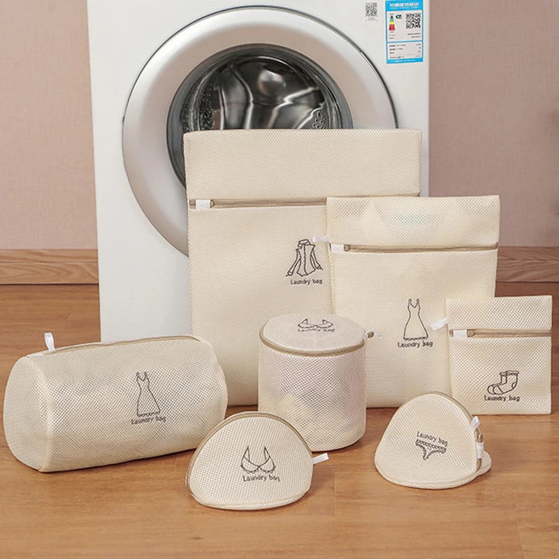 Mesh Laundry Bag Embroidery Letter Washing Bags for Washing Machines Dirty Clothes Storage Basket Bra Organizer Anti-Deformation